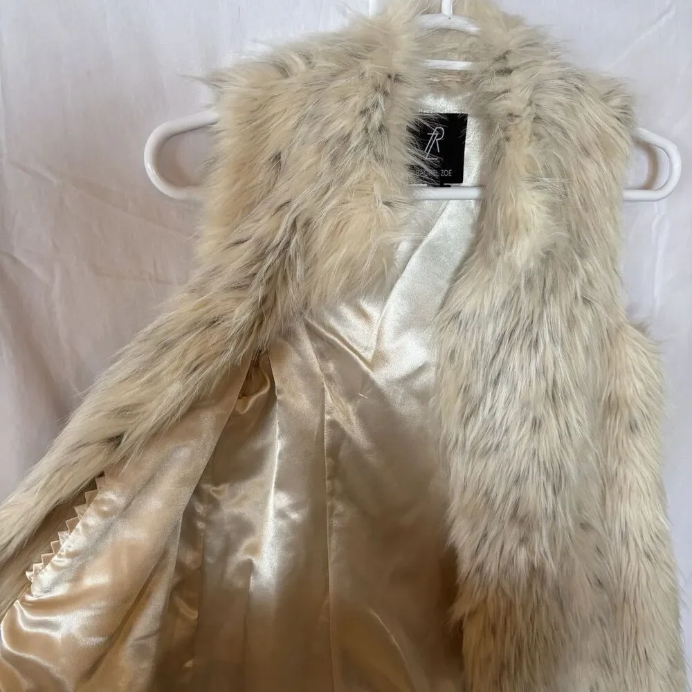 RACHEL ZOE Woman's Faux Fur Satin Lined Vest Super Soft Size Small - Picture 3 of 6